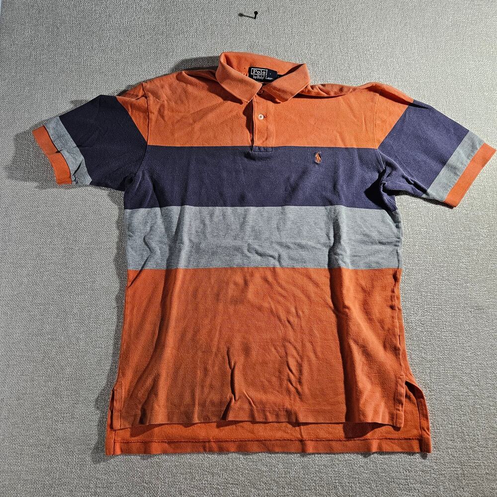 Vintage 90s Polo Ralph Lauren Polo Shirt Mens L Orange Short Sleeve
